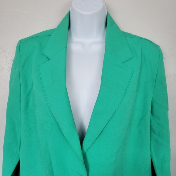 Pykettes Vintage Women's 12 Green Blazer Spring Summer Preppy Girly Glam Button - Picture 2 of 7